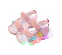Light Up Sandals for Toddler, Boys Girls Open Toe Two Strap Sneakers, Kids Lightweight Breathable Sport Shoes, Children Anti Slip Luminous Flashing Sandals, Cute Outdoor Play Shoes (Pink, 5 Infant)