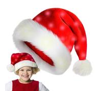 Light Up Santa Hat for Kids - Cozy Plush Fabric, Sparkling LED Glow, Cute Christmas Party Headwear | Holiday Cosplay Hat for Children Teens Classroom Gathering Home School Celebration Seasonal