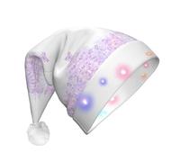Light-up Santa hat Framing Lilac Flowers in Blossom printed adult Santa hat suitable for Christmas New Year's and other holiday parties