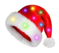Light-Up Santa Hat - LED Flashing Christmas Cap, Plush Red White Party Hat, Fun Holiday Accessory | Ideal for Adults Kids Christmas Celebrations Creating Bright Festive Atmosphere and Joyful Spirit