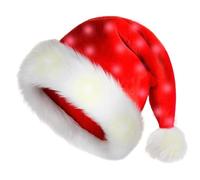 Light Up Santa Hat - LED Flashing Faux Fur Santa Claus Beanie, Soft Plush Christmas Hat, Funny Holiday Headwear for Adults & Kids