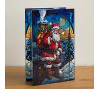 Light Up Santa Stained Glass Christmas Decoration
