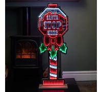 Light up Santa Stop Here Sign Christmas Infinity Decoration with LEDs Samuel Alexander Multi One Size