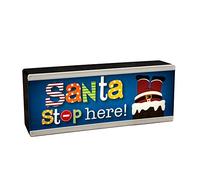 Light Up Santa Stop Here Sign | LED Christmas Light for Kids Room | Living Room | Father Christmas Décor for Kids