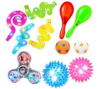 Light Up Sensory Toys, 11 Pcs Sensory Toys with LED Light up Maracas Flashing Spiky Ball and Sensory Tubes Fidget Toys Party Favors Stress Relief Toys for Babies Kid Adult Autism ADHD Gift