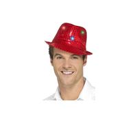 Light Up Sequin Trilby Red - Adults Hat Mens Ladies Gangster Dance Fedora Fancy - adults light up sequin trilby hat mens ladies gangster dance
