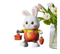 Light Up Singing Rabbit Action Figure - 9 Inch Swing Dance Bunny With Soft Silicone Ears | Early Learning Motor Skills Training Robot Toy Funny Moving Animal Sound & Music Birthday Christmas Holiday P