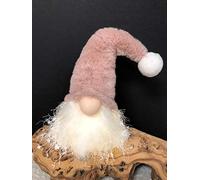 Light-Up Sitting Plush Nordic Santa Gonk Scandi Christmas Decoration -Glo-Kert - Pink & White