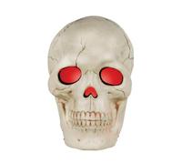 Light Up Skull with Moving Jaw & Skeleton Bones in Bag - Realistic Halloween Decoration, Spooky Prop for Haunted House, Party, Indoor & Outdoor Scare