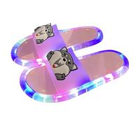 Light Up Sliders for Women Summer Cool Personalized Slides Cartoon One-Band Slides Lightweight Mules Led Glowing Slide Open Toe Cute Cartoon Eyes Shoes for Outdoor Night Play (1-Pink, 8)