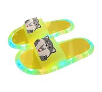 Light Up Sliders for Women Summer Cool Personalized Slides Cartoon One-Band Slides Lightweight Mules Led Glowing Slide Open Toe Cute Cartoon Eyes Shoes for Outdoor Night Play (1-Yellow, 7)