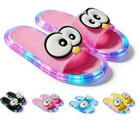 Light-Up Slippers,Sensor Glow Sandals,Motion Sensor LED Slides With Cartoon Eyes,Non-Slip Sole,Comfort Sandals for Teens Women Men,Open Toe Breathable (Pink, 36-37)