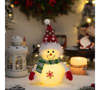 Light Up Snowman Gnome, LED Snowman Gonk Christmas Decoration, Handmade Scandinavian Santa Gnome Doll, Glowing Elf Christmas Ornament for Indoor Festive Decor Home Table Shelf Holiday Display (A)