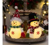 Light Up Snowman Gnome, LED Snowman Gonk Christmas Decoration, Handmade Scandinavian Santa Gnome Doll, Glowing Elf Christmas Ornament for Indoor Festive Decor Home Table Shelf Holiday Display (2PCS)