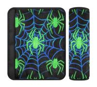 Light Up Spider Web Blue Green 2 pcs car seat Strap Cover Release Stress to Your Neck and Shoulders for Bag funda para cinturón de carro