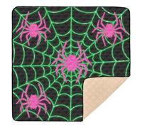 Light Up Spider Web Green Pink Large Sturdy mat for Baby to Play on Floor for Indoor Outdoor Comfortable Foldable Tummy Time Activity Mat for Babies Infants Toddlers, 50'' x 50''tapete para