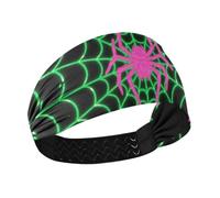 Light Up Spider Web Green Pink no slip workout headbands for women Stretchy sweat band for make up Cycling Volleyball Cycling diademas para mujer
