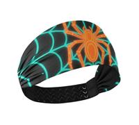 Light Up Spider Web Turquoise Orange Moisture Wicking fashion headbands Stretchy hairbands for basketball Yoga washing face Football cintas para el cabello de mujer