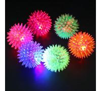 Light Up Spiky Sensory Ball Baby Kids Dogs 6.5 cm (PACK OF 6)