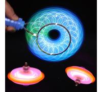 Light Up Spinning Top, 1Pcs Magnetic Spinning Toy Magic Rail Twirler Flashing Gyro Wheel, Stress Relief Educational Decompression Toy Gift for Kids