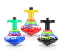 Light Up Spinning Top Toys With Music 3 Pack - LED Spinning Toy & Gyroscope Sensory Play Set for Kids | Cause and Effect Autism Toys, Attention Bucket, Light Up Sensory Toy