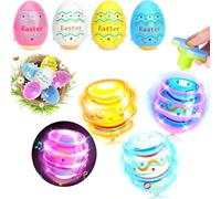 Light Up Spinning Tops, 4 PCS Easter Eggs Gyroscope Flashing Spinning Top with Music and LED Lights Gifts for Boys Girls