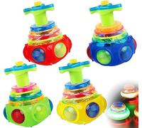 Light Up Spinning Tops, 4Pcs Flashing UFO Spinning Top Gyroscope Toy with Lights and Music for Kids Toddlers