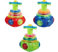 Light Up Spinning Toys, Flashing UFO Music Gyro Spinning Top, Flashing Top Gyroscope With Lights and Music with Launcher for Kids Toddlers Toys Gift (Red+Green+Blue 3pcs)