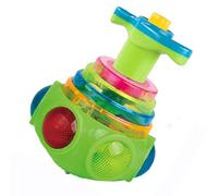 Light Up Spinning Toys, Flashing UFO Music Gyro Spinning Top, Flashing Top Gyroscope With Lights and Music with Launcher for Kids Toddlers Toys Gift (Green 1pcs)