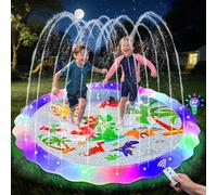 Light Up Splash Pad Sprinkler for Kids, 170CM Splash Pads for Toddlers Outside Water Pad, Summer Outdoor Toys Sprinkler Play Mat for Babies, Children and Dogs, Day & Night Backyard Water Toys Gifts