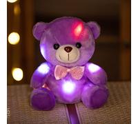 Light up Stuffed Animal, 22cm LED Stuffed Animal Soft Nightlight Glow Bear Plush Toy,Perfect for Children Boys Girls Living Room Nursery Bedroom (purple)