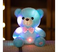 Light up Stuffed Animal, 22cm LED Stuffed Animal Soft Nightlight Glow Bear Plush Toy,Perfect for Children Boys Girls Living Room Nursery Bedroom (blue)
