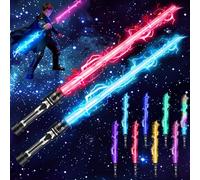 Light Up Sword, 2-in-1 Retractable Dual Saber with 8 Colors & FX Sound, Telescoping Blades for Immersive Play, Cosplay Costume Accessory, Halloween Christmas Birthday Gift for Kids, Boys & Girls