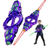 Light Up Sword, Double-edged Light up Sword, Retractable Fire Spin Sword Double-Edged Lights Saber Toy w 7 Color LED Lights, 360° Rotating Flashing Dueling Sabers for Kids Ages 8+ Role-Play(1xPurple)