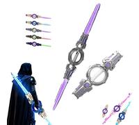Light Up Sword, Fire Spin Sword Double-Edged Lightsaber, Double-Headed Telescopic, for Rave, Cosplay & Display, Costume Accessories (Gray)