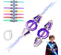 Light Up Sword,Flashing Dueling Sabers with Realistic Sound,360 Fire Spin Sword Double-Edged,7 Light Color War Warriors Toy, Cool Cosplay Costume Party Decoration Christmas Birthday Gifts