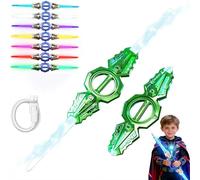 Light Up Sword,Flashing Dueling Sabers with Realistic Sound,360 Fire Spin Sword Double-Edged,7 Light Color War Warriors Toy, Cool Cosplay Costume Party Decoration Christmas Birthday Gifts
