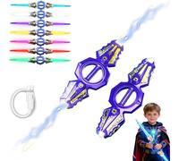 Light Up Sword,Flashing Dueling Sabers with Realistic Sound,360 Fire Spin Sword Double-Edged,7 Light Color War Warriors Toy, Cool Cosplay Costume Party Decoration Christmas Birthday Gifts