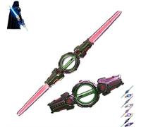 Light Up Sword for Adult Kids,Double Bladed Lightsaber Retractable -Bearing Spin,Flaming Spinning Dual-Blade Lightsaber,7-Color Light-Up War Warrior Toy,Costume Decor for Christmas Cosplay Parties