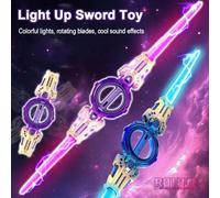 Light Up Sword for Kids, Retractable LED Flashing Saber with Laser Flash & Realistic Sound Effects, 7-Color Changing Toy for Cosplay, Halloween Costume, Birthday Gift (Purple Gold 1pcs)
