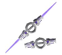 Light Up Sword Saber, Flaming Spinning Dual-Blade Lightsaber, 7 Colors Double Head Retractable Power Swords For Party Decoration And Carnival Activities(Gray)