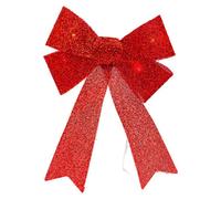 VFM e-Store - Light Up Tinsel Bow Christmas Decoration X 1 Stocking Filler Xmas Present Celebration Festive Winter Ornaments - 29cm X 43cm X 10cm Red