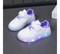 Light up Toddler Boys Girls Shoes LED Flashing Lightweight Breathable Adorable Tennis Walking Sneakers for Toddler and Little Kid Running Shoes B1_Purple Footwear UK 12