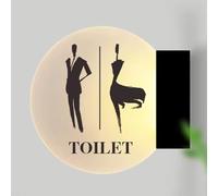 Light Up Toilet Sign,18cm,Acrylic Round Bathroom