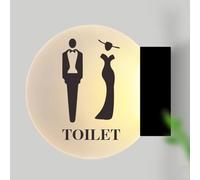 Light Up Toilet Sign,18cm,Acrylic Round Bathroom
