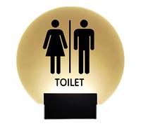 Light Up Toilet Sign,8 inch Round Wall Mount Bathroom,Mens Gents Women Lighted Acrylic