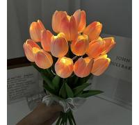 Light up Tulips with Ribbon, Fake Tulips Real Touch Artificial Flowers, Lamp Bedside Atmosphere Night Light for Home/Offiice Decor and Gift (Pink)