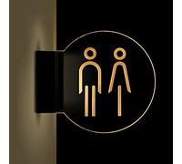 Light Up,Ultra-Bright Ladies Mens Bathroom,Wall Mount Double-Sided Luminous Toilet Sign