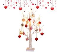 Light Up Valentine Tree With 24 Heart Ornaments, Valentines Day Decorations With 18 Heart Shaped Ornaments,for Home Indoor Tabletop Wedding Party Holidays Valentine's Day