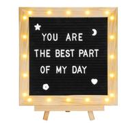 Light up Velvet Letter Board, Custom Message, First Day of School Sign | 10x10in, with Changeable Letters & Tripod, Will You Be My Girlfriend Sign, Pregnancy/Baby Announcement/Classroom Decor, Black